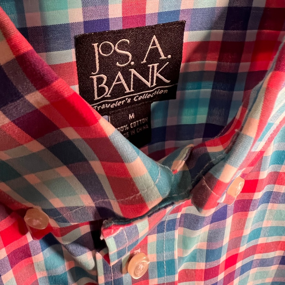 Jos. A. Bank dress shirt. Medium. Blue and red checkered.